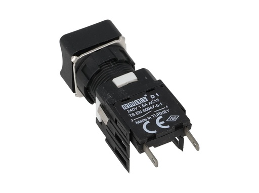 [D100KDY] D100KDY — BOTON PULSADOR 16mm, NO ILUMINADO VERDE, RASANTE MOMENTANEO CUADRADO, INCLUYE 1CON NA (MAXIMO 2 CONTACTOS) 