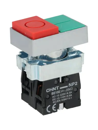 [NP2-BL8425] NP2-BL8425 — BOTON PULSADOR DOBLE, VERDE/ROJO 1NA+1NC22mm METALICO *NO SON A PRUEBA DE EXPLOSION*