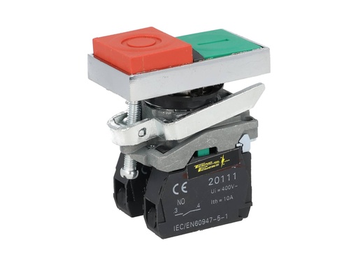 [TP-XB4-DGR] TP-XB4-DGR — BOTON PULSADOR METALICO DOBLE NA/NC 22mmVERDE/ROJO *NO SON A PRUEBA DE EXPLOSION*
