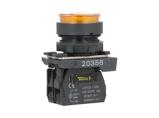 [TP-XB5-LY] TP-XB5-LY — BOTON PULSADOR PLASTICO CON LED AMARILLONA 22mm *NO SON A PRUEBA DE EXPLOSION*