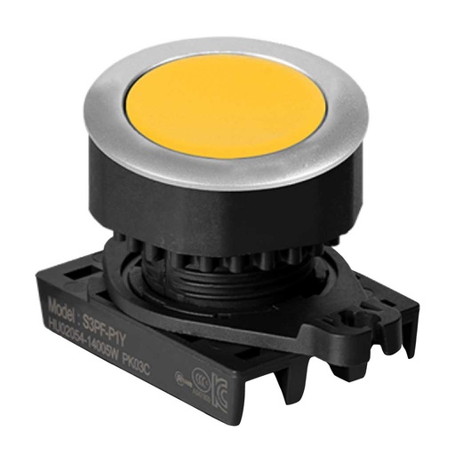 [S3PF-P1Y] S3PF-P1Y — BOTON PULSADOR RASANTE AMARILLO, 30MM