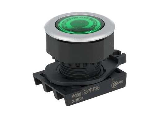[S3PF-P3G] S3PF-P3G — BOTON PULSADOR RASANTE LED VERDE 30MM