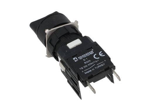 [D100YS20] D100YS20 — BOTON SELECTOR 16mm, 2 POSICIONES MANTENIDO, 1CNA, NEGRO