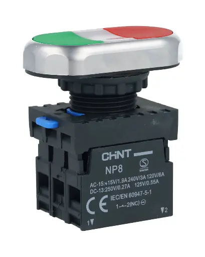 [NP8-11SD] NP8-11SD — BOTONERA DOBLE ROJO VERDE CON LED 110-230V1NA-1NC *NO SON A PRUEBA DE EXPLOSION*