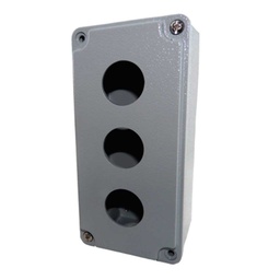 [PBBOX303] PBBOX303 — BOTONERA PARA 3 OPERADORES 30mm, ALUMINIO COLOR GRIS 80X170X73mm