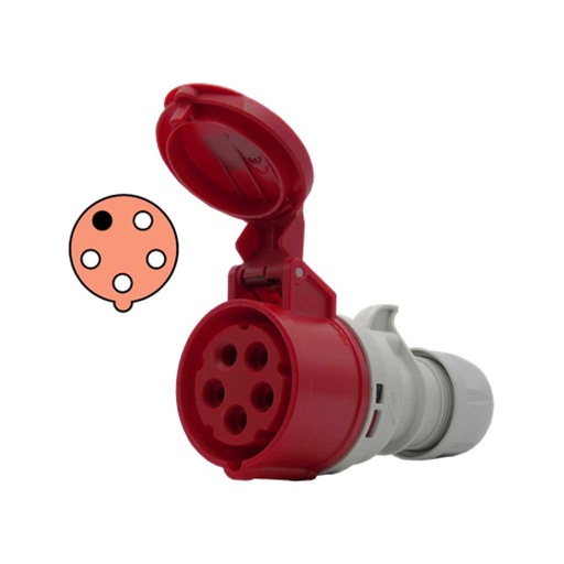 [K51S40] K51S40 — CONECTOR TIPO GLANDULA 16 Amps, 440-460V3P+N+T, 11h 