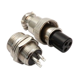 [TP-GX20-3P] TP-GX20-3P — CONECTORES (PAR GX20 3 PIN MACHO/HEMBRAPARA PANEL Y EXTENSION 7A/125VCA, 20mm