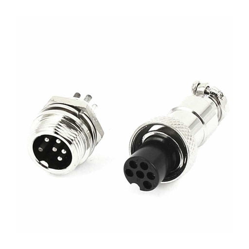 [TP-GX20-6P] TP-GX20-6P — CONECTORES (PAR GX20 6 PIN MACHO/HEMBRAPARA PANEL Y EXTENSION 4A/125VCA, 20mm