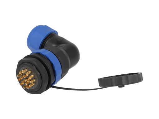 [TP-SP28-AP16P] TP-SP28-AP16P — CONECTORES PANEL/ANGULO (PAR) 16PIN, IMPPERMEABLES, IP68, 5A/250VCA DIAMETRO DE BARRENO 28mm, PIN COBRE CHAPEADO EN DORADO/PLATEADO