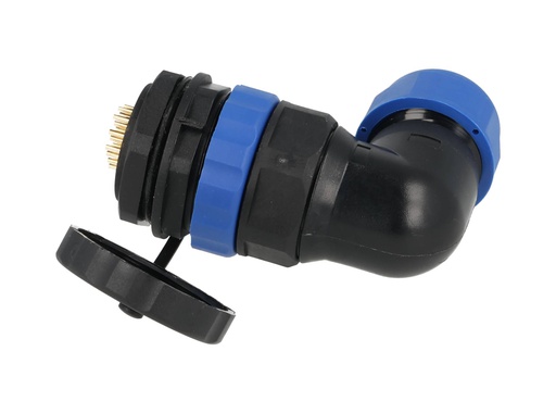 [TP-SP28-AP22P] TP-SP28-AP22P — CONECTORES PANEL/ANGULO (PAR) 22PIN, IMPPERMEABLES IP68, 5A/250VCA, DIAMETRO DE BARRENO 28mm, PIN COBRE CHAPEADO EN DORADO/PLATEADO