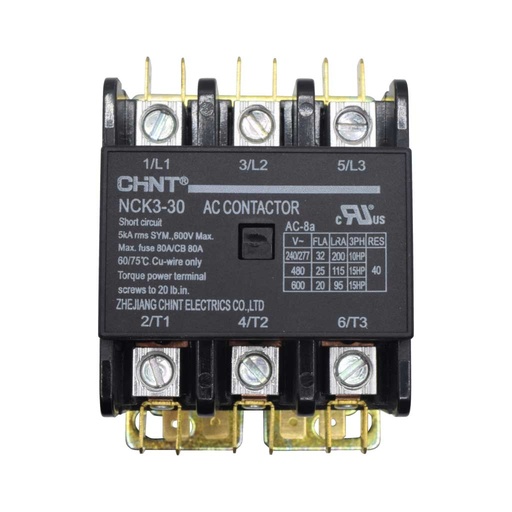 [NCK3-30A/3-24V] NCK3-30A/3-24V — CONTACTOR PARA AIRE ACONDICIONADO 3X30A/24VCA DE BOBINA