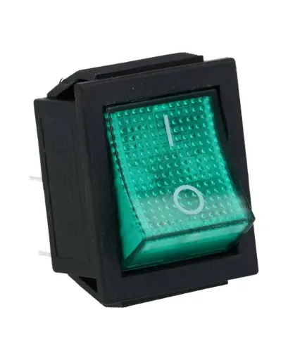 [TP-321-GL] TP-321-GL — INTERRUPTOR ILUMINADO VERDE 2P1T 16/20A, 110/220VCA, 30X22mm 4 TERMINALES