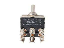 [XT-23BF] XT-23BF — INTERRUPTORES DE PALANCA 6 TORNILLOS Posiciones: PULS-OFF-PULS Capacidad: 20/15A 125/277VAC 