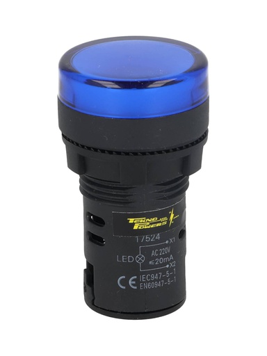 [TP-LI22-B] TP-LI22-B — LAMPARA PILOTO LED AZUL 22mm 220VCA PLASTICO *NO SON A PRUEBA DE EXPLOSION*