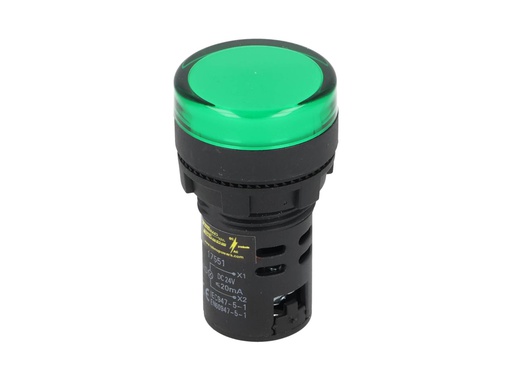 [TP-LI22-G24] TP-LI22-G24 — LAMPARA PILOTO LED VERDE 22mm 24VCDE VCAPLASTICO *NO SON A PRUEBA DE EXPLOSION*