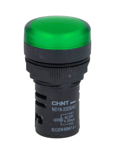 [NP16-22DSG] NP16-22DSG — LAMPARA PILOTO TIPO LED UL 220VAC, ø22mmCOLOR VERDE *NO SON A PRUEBA DE EXPLOSION*