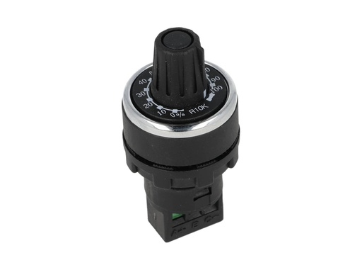 [BPR10K] BPR10K — POTENCIOMETRO 22mm 10K OHMS 1.5WATTS CON PERILLA GRADUADA, TOLERANCIA 10%, RESISTENCIA DE AISLAMIENTO MIN 10M OHMS (500 VCD) 12.20MA