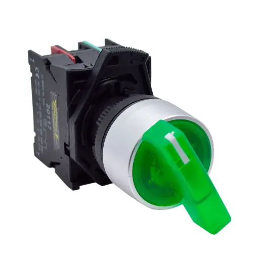 [BKJ2365] BKJ2365 — SELECTOR 2 POS.1NA/1NC 22mm LED VERDE CAPACIDAD DE CONTACTOS MANETA LARGA CA110-660/15A, CD110/6A *NO SON A PRUEBA DE EXPLOSION* 