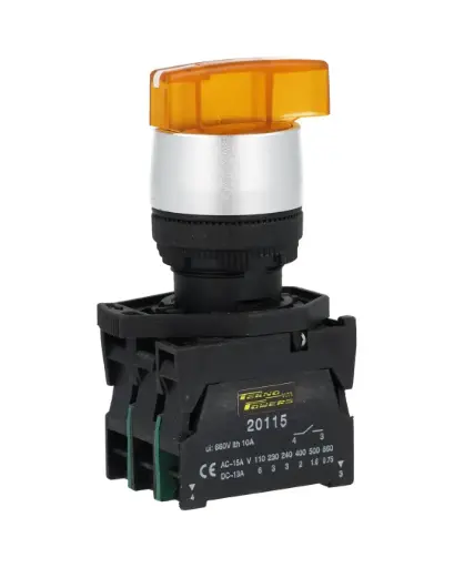 [BKJ3565] BKJ3565 — SELECTOR 3 POS.2NA/1NC 22mm LED AMARILLOCAPACIDAD DE CONTACTOS MANETA LARGA CA110-660/15A, CD110/6A *NO SON A PRUEBA DE EXPLOSION*