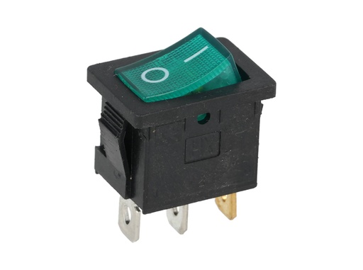 [TP-KCD-GL] TP-KCD-GL — SWITCH ILUMINADO VERDE 1P 1T, 6A/250VCA, 10A/125VCA, 12.5X18mm 4 TERMINALES CICLOS: 10, 000