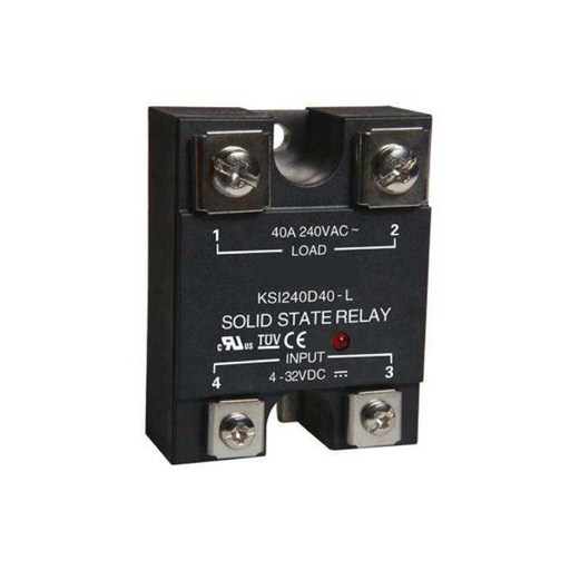 [KSI240D40-L] KSI240D40-L — RELEVADOR ESTADO SÓLIDO 40A/240VCA VOLT CONTROL 4-32VCD PARA CARGAS RESISTIVAS CON LED INDICADOR, CRUCE POR CERO
