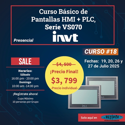 [CURSO-PAREJA] CURSO Pantallas HMI + PLC básico — sábado 20 y domingo 21 septiembre 2025                 *Precio por pareja*