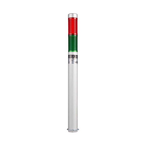[PLDLF-202-RG] PLDLF-202-RG — TORRETA IND CON LED 25mm FLASH 24VCA/CD ROJO/VERDE POSTE 200mm