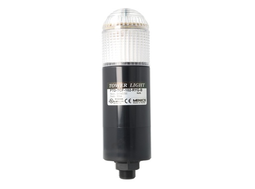 [PTD-TCF-102-RYGB] PTD-TCF-102-RYGB — TORRETA INDUSTRIAL 56mm TIPO DOMO MONTAJE SUPERFICIE 24VCA/CD, ROJO, AMARILLO, VERDE, CUERPO NEGRO