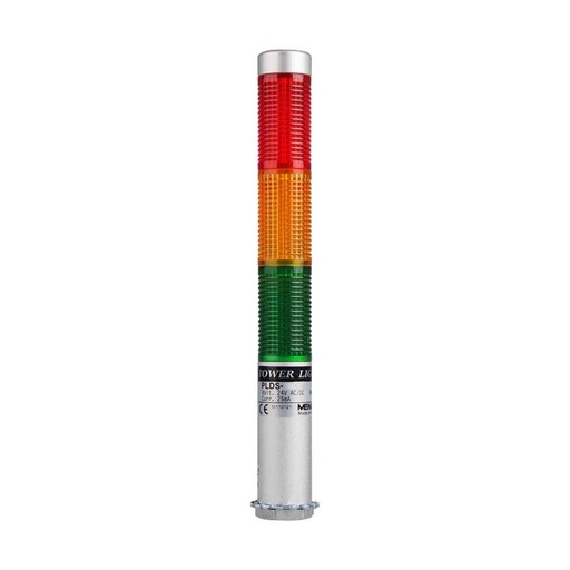 PLDS-302-RYG — TORRETA INDUSTRIAL CON LEDS 25mm 24VCD (VERDE, AMARILLO, ROJO) 