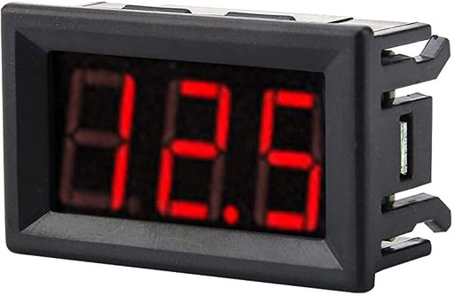 [TP-VR30D] TP-VR30D — VOLTÍMETRO 3 DIGITOS ROJO 5-30VCD ALIMENTACION, LA MISMA A MEDIR . RECTANGULAR ORIFICIO 46X27mm