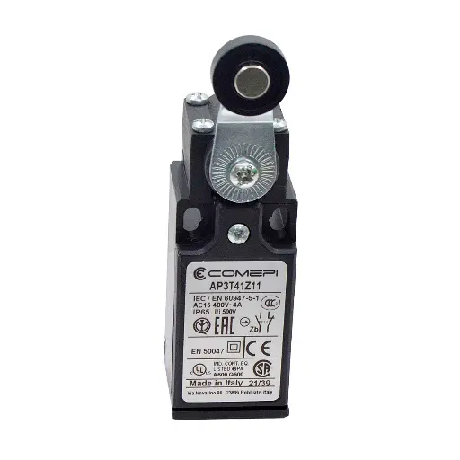 [AP3T41Z11] AP3T41Z11 — SWITCH INDUSTRIAL UNIDIR. AJUS.360° 1NA+1NC 3A 400VCA DE PALANCA CORTA Y RODILLO
