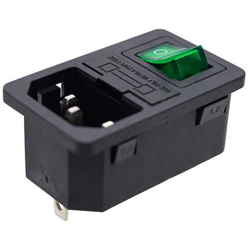 [TP-CF-G] TP-CF-G — INTERRUPTOR CON FUSIBLE Y CONECTOR PARA GABINETE, 125VCA/10AMP.COLOR VERDE