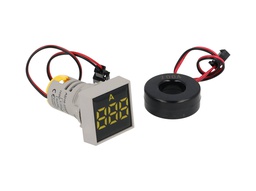 [TP-A122S] TP-A122S — AMPERIMETRO DIGITAL 0-100AMP 220VCA 22mmCARATULA CUADRADA AMARILLA