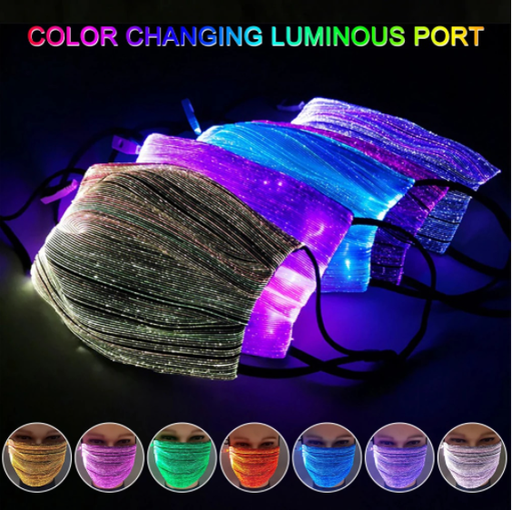 [CUBREBOCA LED] CUBREBOCA LED — CUBRE-BOCA NOCTURNO DE FIBRA OPTICA CON 7PROGAMAS DE PARPADEO LED DE COLORES. CARGA EN 2HRS.CON USO DE + DE 5HRS, INCLUYE FILTRO Y CABLE DE CARGA.