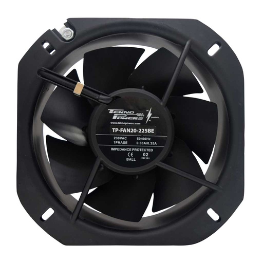 [TP-FAN20-225BE] TP-FAN20-225BE — VENTILADOR C/BALERO 220VCA 225X225X80MM, 2300/2600RPM, CFM 586-676, 0.33AMP, #REJILLA 200,(NO INCLUIDA)