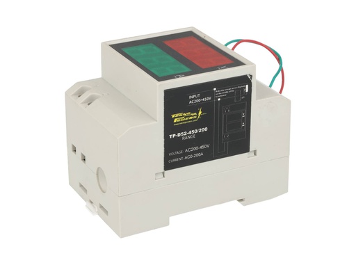 [TP-D52-450/200] TP-D52-450/200 — MEDIDOR DIGITAL VOLT/AMP, 200-450V/200A MONTAJE EN RIEL DIN C/DONA INTERNA