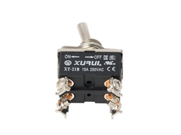 [XT-21B] XT-21B — INTERRUPTORES DE PALANCA 4 TORNILLOS, Número de polos: 2  Posiciones: ON-OFF  Capacidad: 20/15A  125/277VAC 2HP 125/277VAC 1.5HP   125/277VAC para un pulso momentaneo Tornillos: 4  Montaje: Diametro 12mm  Certificados: UL1054