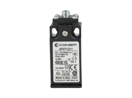 [AP3T11Z11] AP3T11Z11 — SWITCH INDUSTRIAL UNIDIRECCIONAL 1NA+1NC, 3A 400VCA DE BOTON PULSADOR