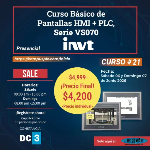[CURSO-UNITARIO] CURSO Pantallas HMI + PLC básico — Sábado 06 y Domingo 07 de Junio 2026             *Precio individual*