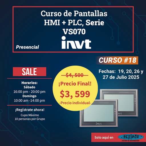 [CURSO-UNITARIO] CURSO Pantallas HMI + PLC básico — sabado 20 y domingo 21 septiembre 2025             *Precio individual*