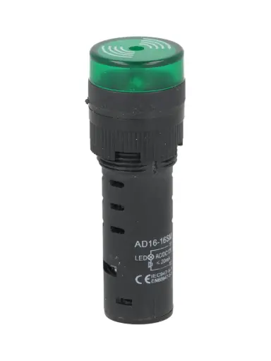 [BLIR12V] BLIR12V — BUZZER INTERMITENTE 16MM 12V LED VERDE 85DB *NO SON A PRUEBA DE EXPLOSIÓN*